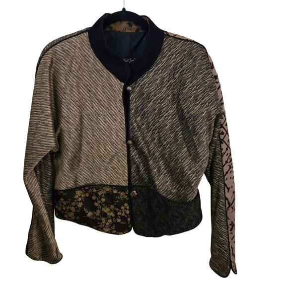 Kd. Spring Vintage Mixed Media Mixed Button Metallic Bolero Jacket Size XL - Picture 1 of 11